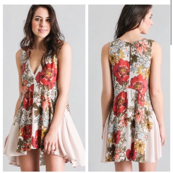 NWOT Free People “Backyard Party” Floral High Low Tunic Dress Size S - Picture 5 of 16